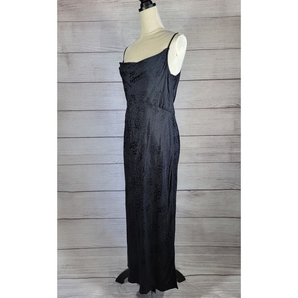 BY Anthropologie Jacquard Bias Cut Slip Dress Black Size 14 - Picture 7 of 10